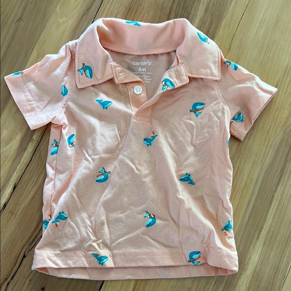 Carter's Pink and Blue Polo Shirt with Classic Collar